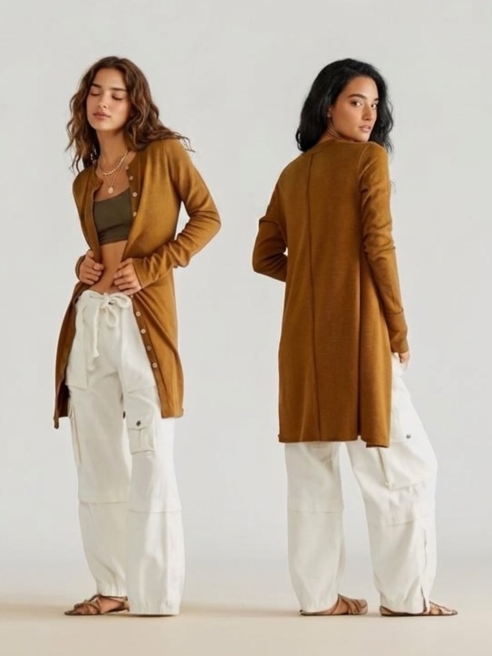 Free people We the free women’s Gia cardigan ribbed dress warm tobacco size med